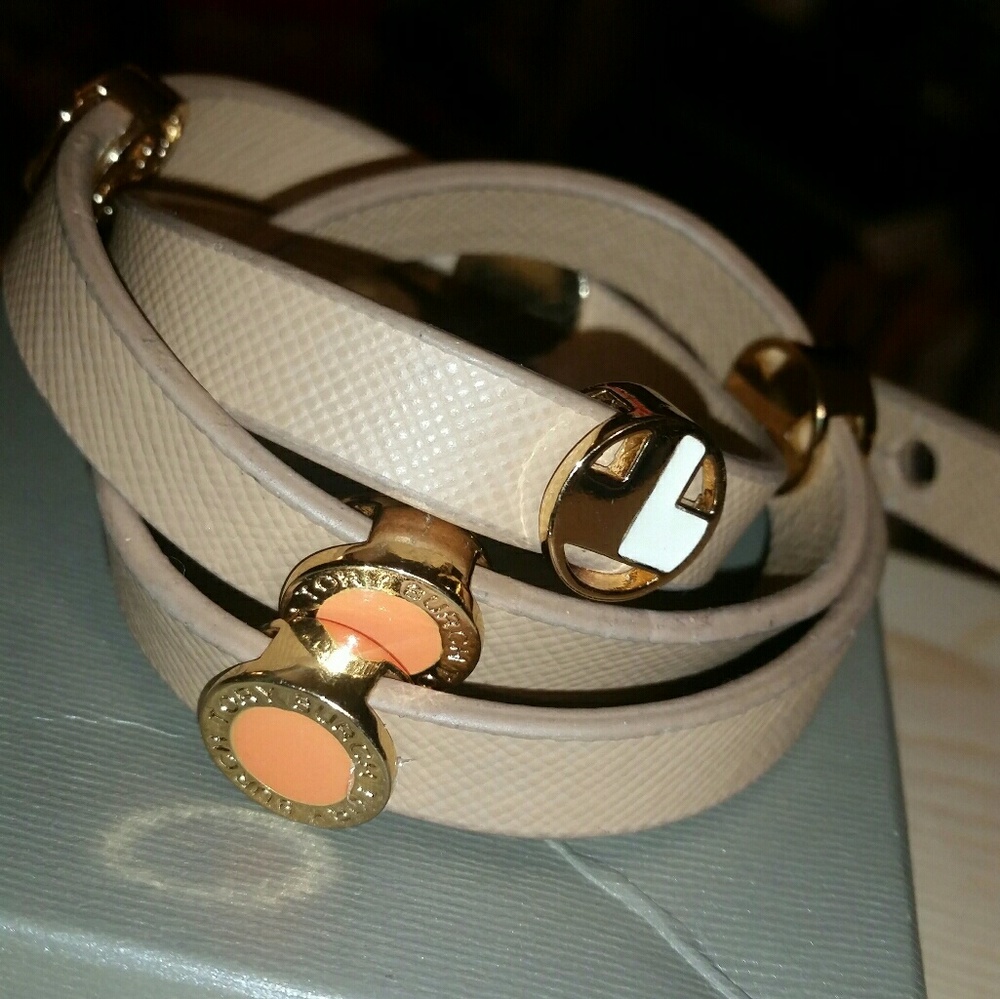 Tory Burch Tan, Saffiano 'Cole' Enamel Double Wrap